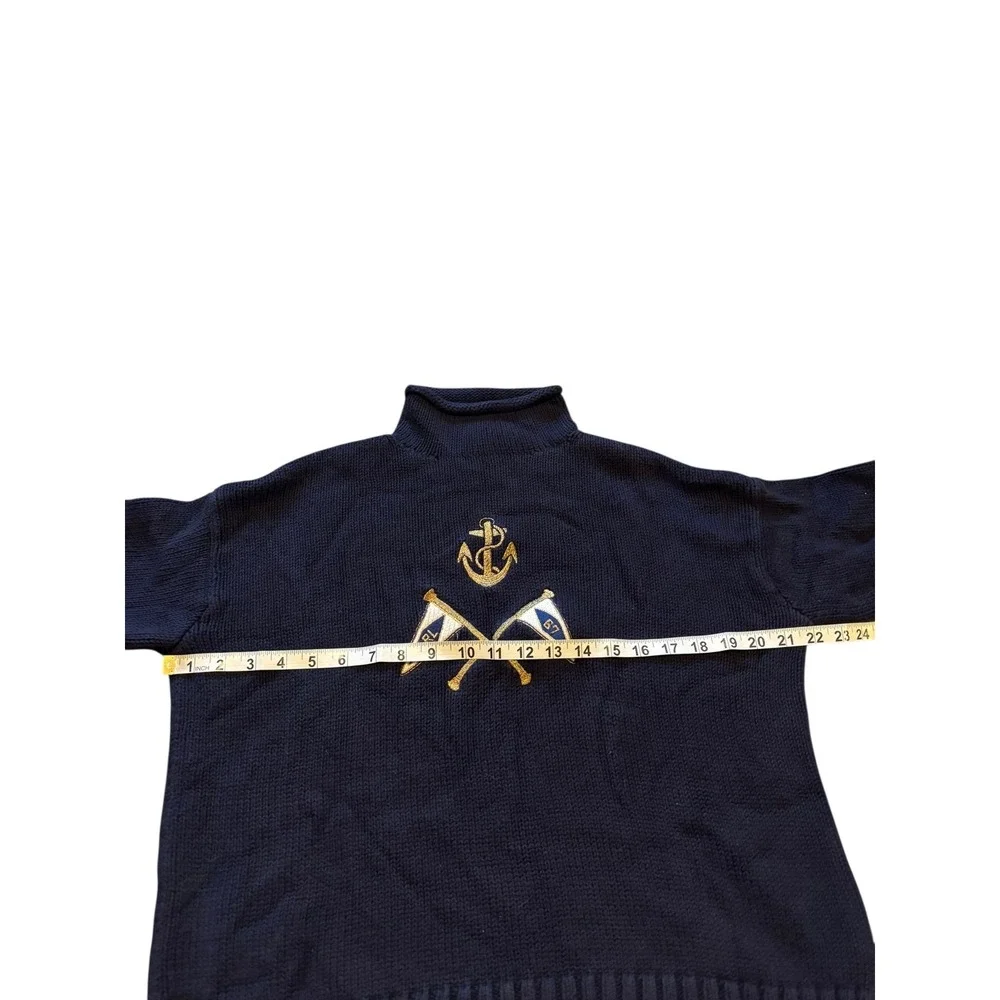Polo‎ Ralph Lauren Mens Navy Anchor Flags Turtleneck Sweater Size S